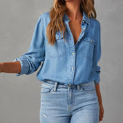 Priscilla | Klassische Denim-Bluse mit Knöpfen für Damen