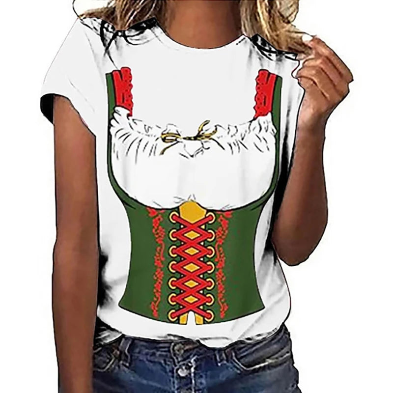 Damen Oktoberfest T-Shirt | Bayerischer Stil | Lustiges Bier-T-Shirt für Oktoberfest | Barbary