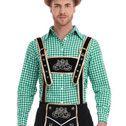 Bayerische Tracht für Herren – Traditionelle Oktoberfest-Hosenträgershorts und Hemd | Tharghall