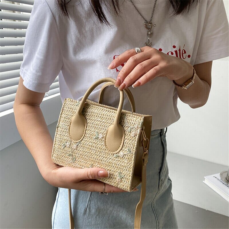 Dandelion l Geflochtene Handtasche mit floralen Akzenten