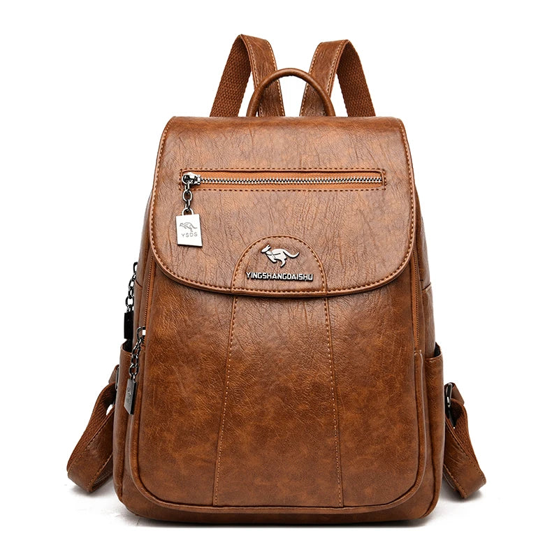 Stilvoller Lederrucksack für Damen | Diebstahlsichere Tasche | Kreszentia