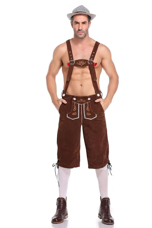 Herren Oktoberfest-Lederhose | Oktoberfest-Kostüm | Shorts für Männer - Croman