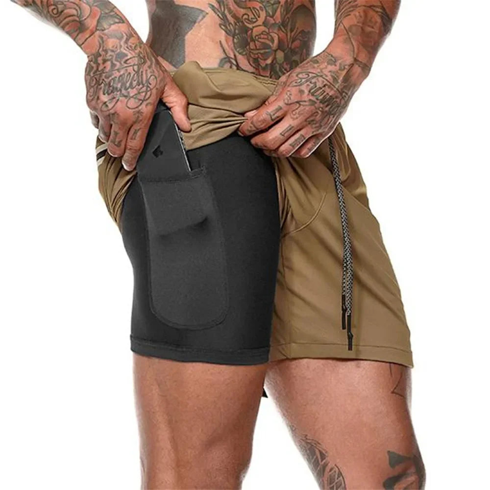 2025 Herren Camo 2-in-1 Laufshorts für Fitnessstudio & Sport | Schnelltrocknend & Atmungsaktiv l Keoni