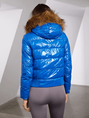 Pufferjacke mit metallischem Kunstpelzausschnitt für Damen | Viliana