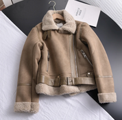 Stilvolle Sherpa-Jacke aus Leder für Herbst und Winter | Channary