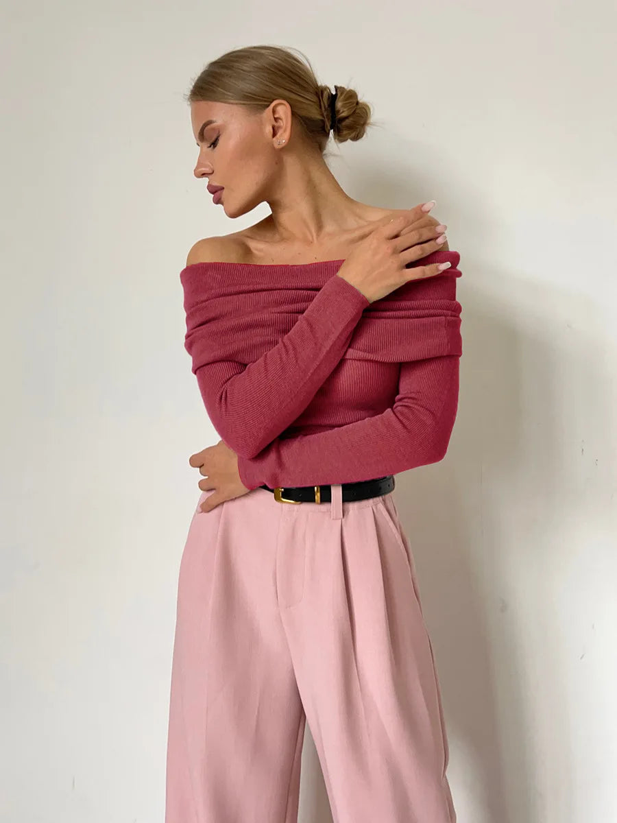 Off-Shoulder Langarmpullover für Damen | Der Lieblingspullover der Herbstfrauen | Hazley