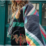 Marisol | Gesteppte Kimonojacke mit Regenbogenstreifen