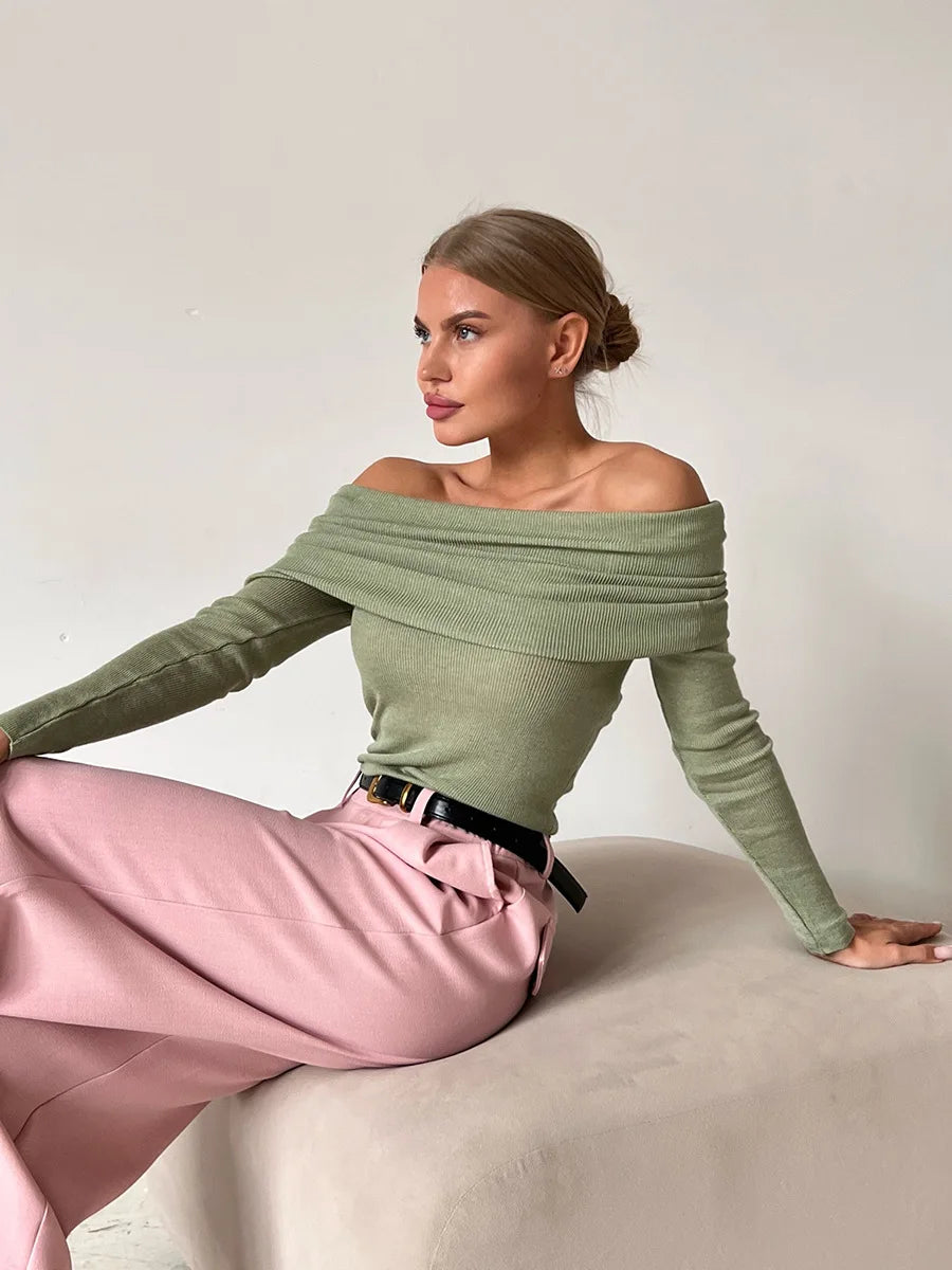 Off-Shoulder Langarmpullover für Damen | Der Lieblingspullover der Herbstfrauen | Hazley