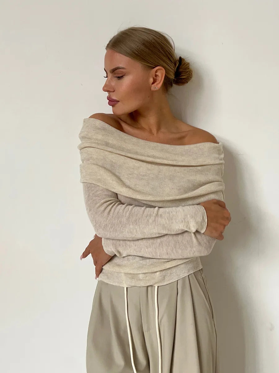 Off-Shoulder Langarmpullover für Damen | Der Lieblingspullover der Herbstfrauen | Hazley