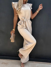 Kleio l Ärmelloser eleganter Jumpsuit aus Seide mit Gürtel