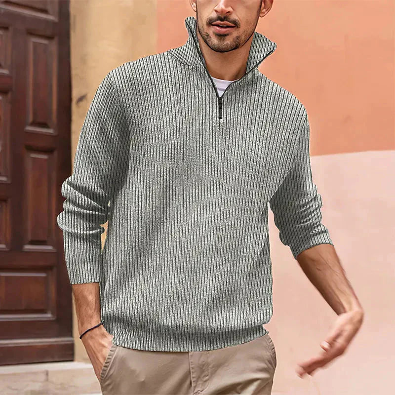 Stilvoller Pullover mit halbem Reißverschluss für Herren | Xathieur