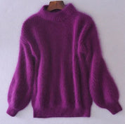 Locker gestrickter einfarbiger Pullover - Vintage Angora Pullover | Rannveigh