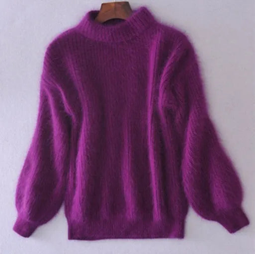 Locker gestrickter einfarbiger Pullover - Vintage Angora Pullover | Rannveigh