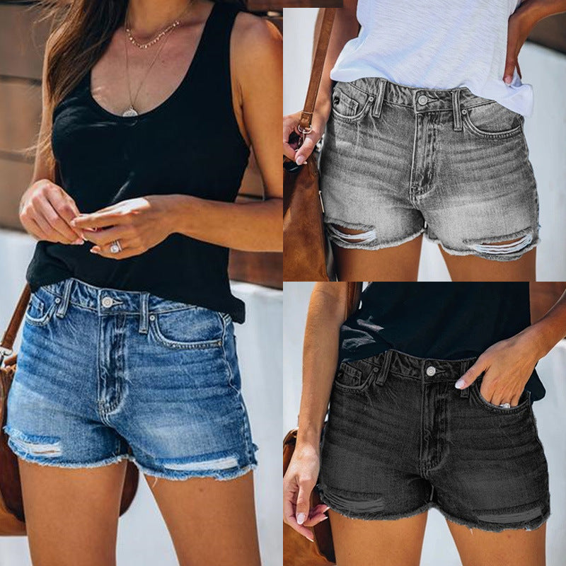 Sommer-Jeansshorts für Damen | Shorts mit Fransen Jeans l Dorinda