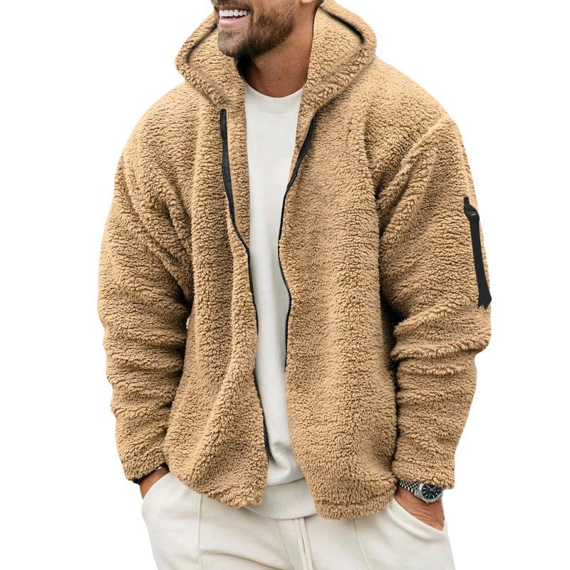 Warme, flauschige Teddyjacke für Herren mit Kapuze | Branko