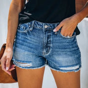 Sommer-Jeansshorts für Damen | Shorts mit Fransen Jeans l Dorinda