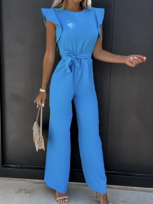 Kleio l Ärmelloser eleganter Jumpsuit aus Seide mit Gürtel