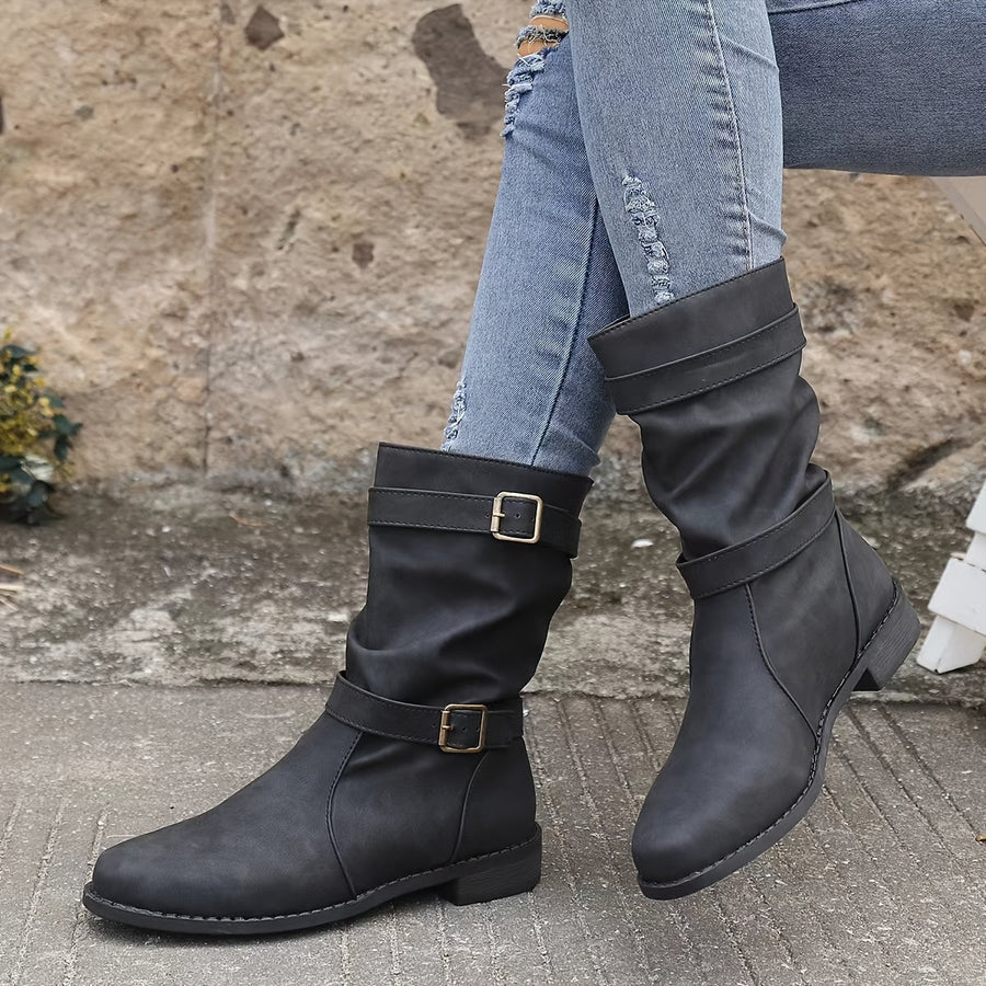 Vintage Westernstiefeletten mit Schnallenriemen für Damen | Mosella