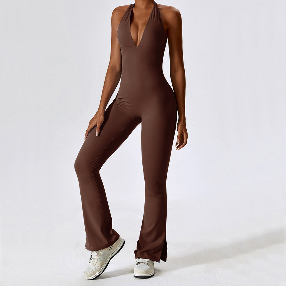 Einteiliger Fitness-Jumpsuit mit ausgestellten Leggings | Myrthe