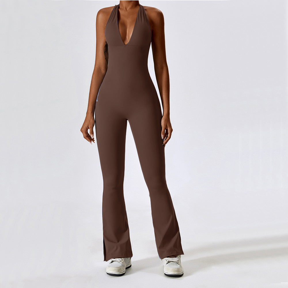 Einteiliger Fitness-Jumpsuit mit ausgestellten Leggings | Myrthe