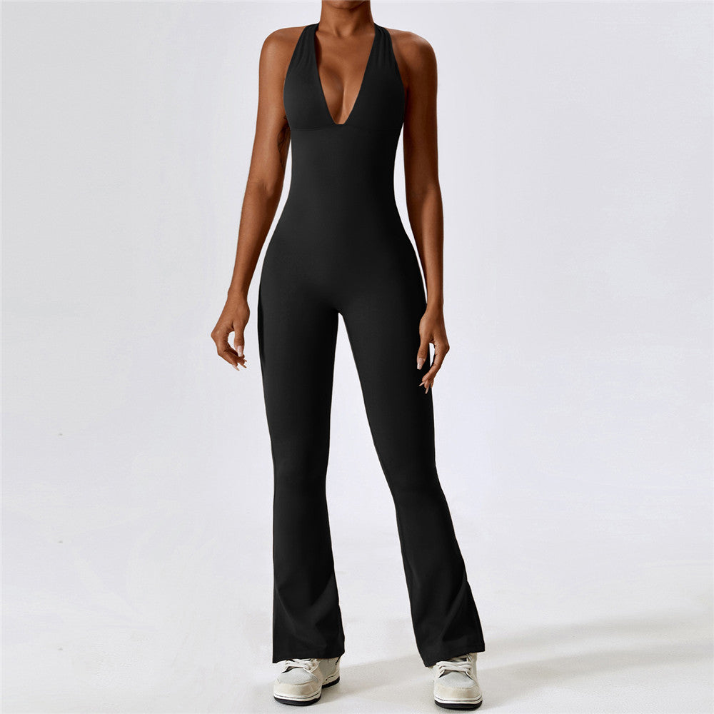 Einteiliger Fitness-Jumpsuit mit ausgestellten Leggings | Myrthe