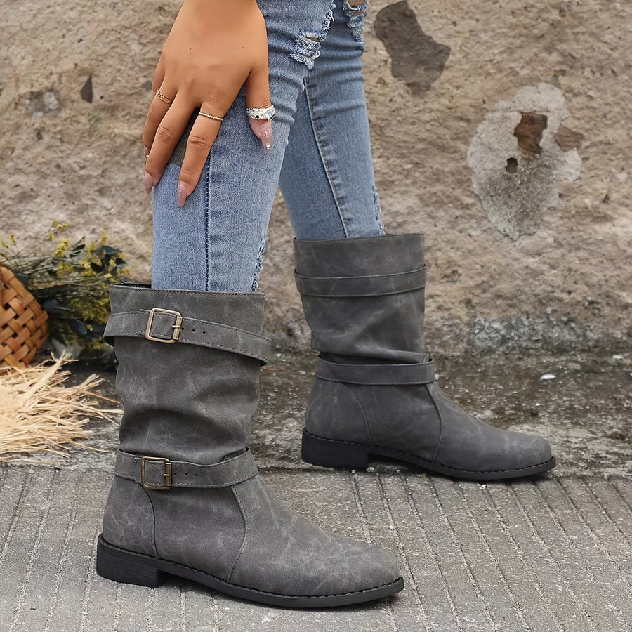 Vintage Westernstiefeletten mit Schnallenriemen für Damen | Mosella