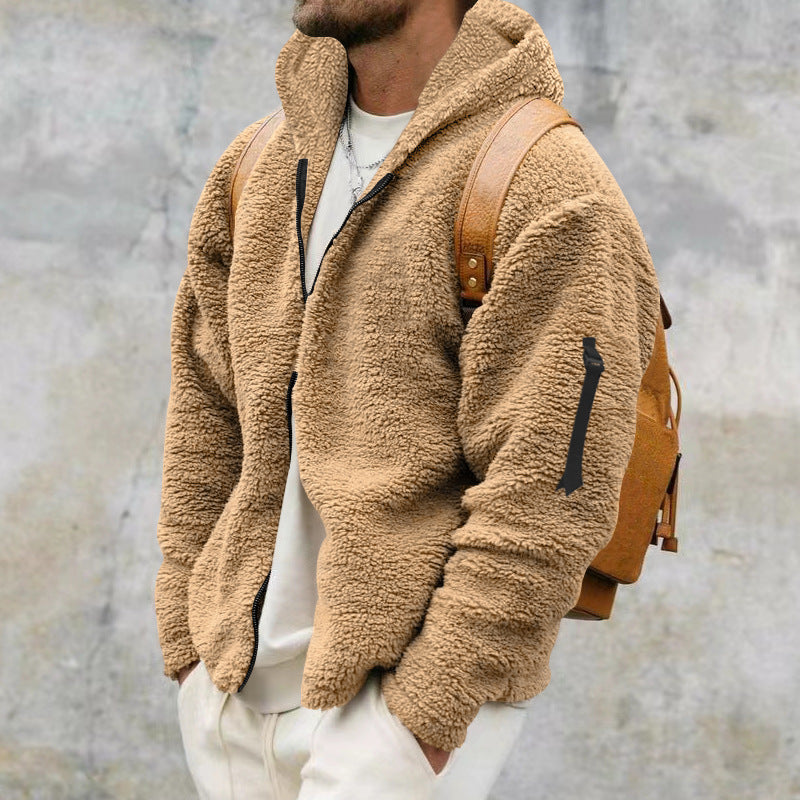 Warme, flauschige Teddyjacke für Herren mit Kapuze | Branko