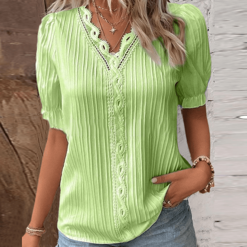 Arbelle | Elegantes T-Shirt mit V-Ausschnitt und Spitze