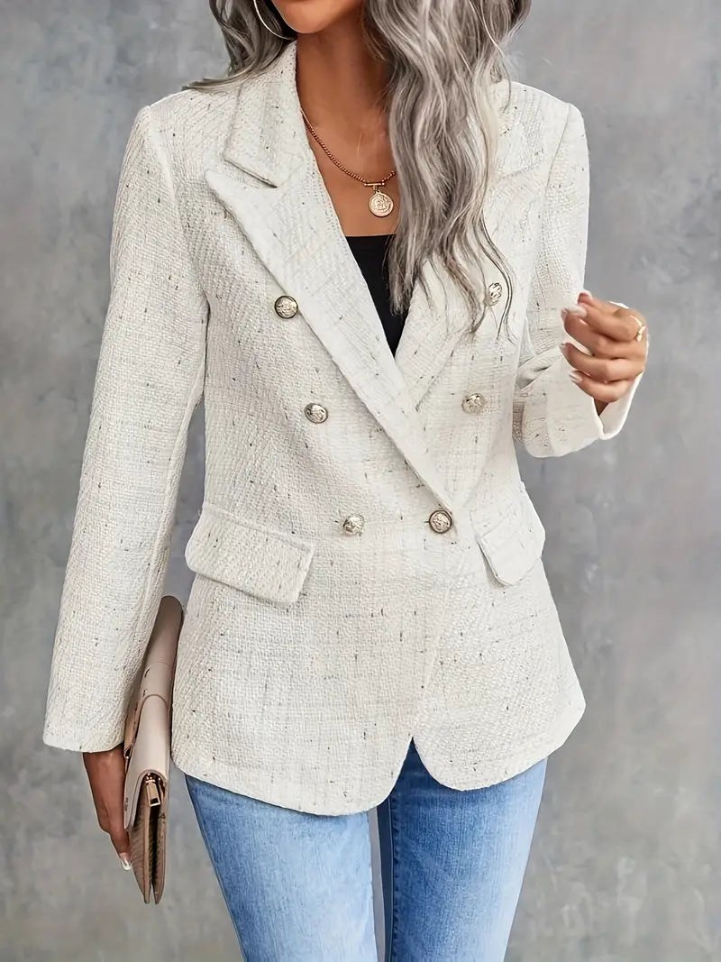 Eleganter beiger Tweed-Blazer für Herbst und Winter | Alexine