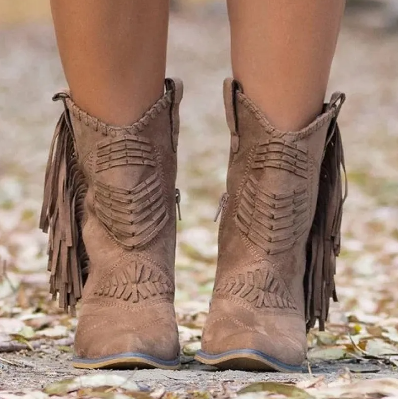 Western Cowgirlstiefel mit Fransen | Sohnia