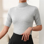 Elegantes nahtloses Rollkragen-Basic-Top für Damen | Marnetta