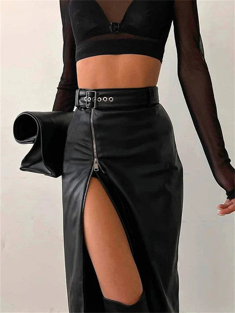 Gothica | Lederrock mit hoher Taille für Damen